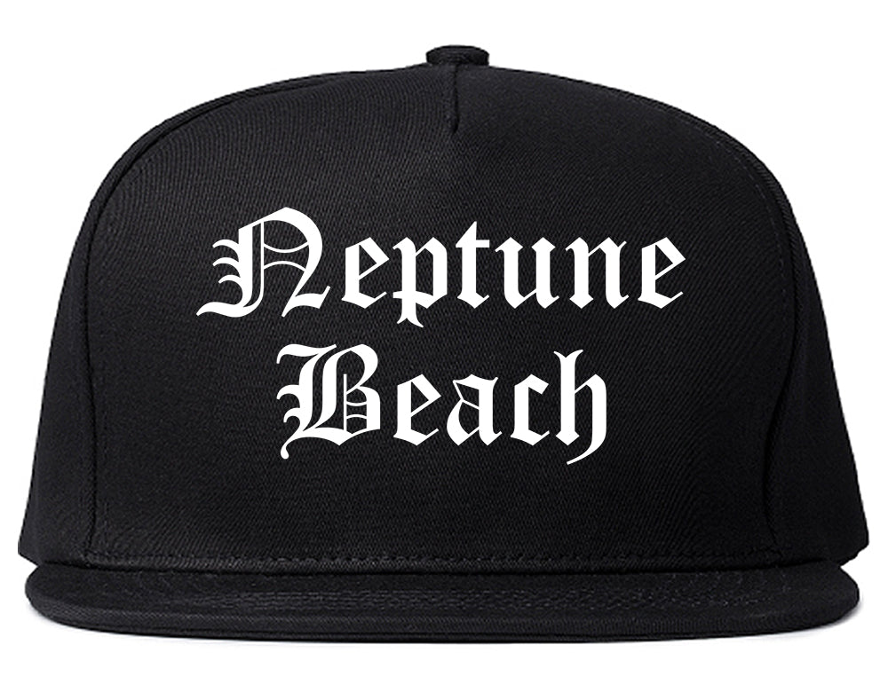 Neptune Beach Florida FL Old English Mens Snapback Hat Black