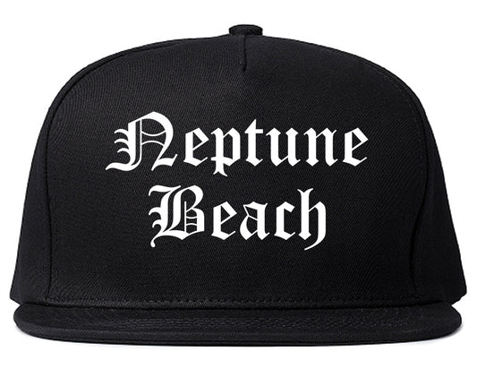 Neptune Beach Florida FL Old English Mens Snapback Hat Black