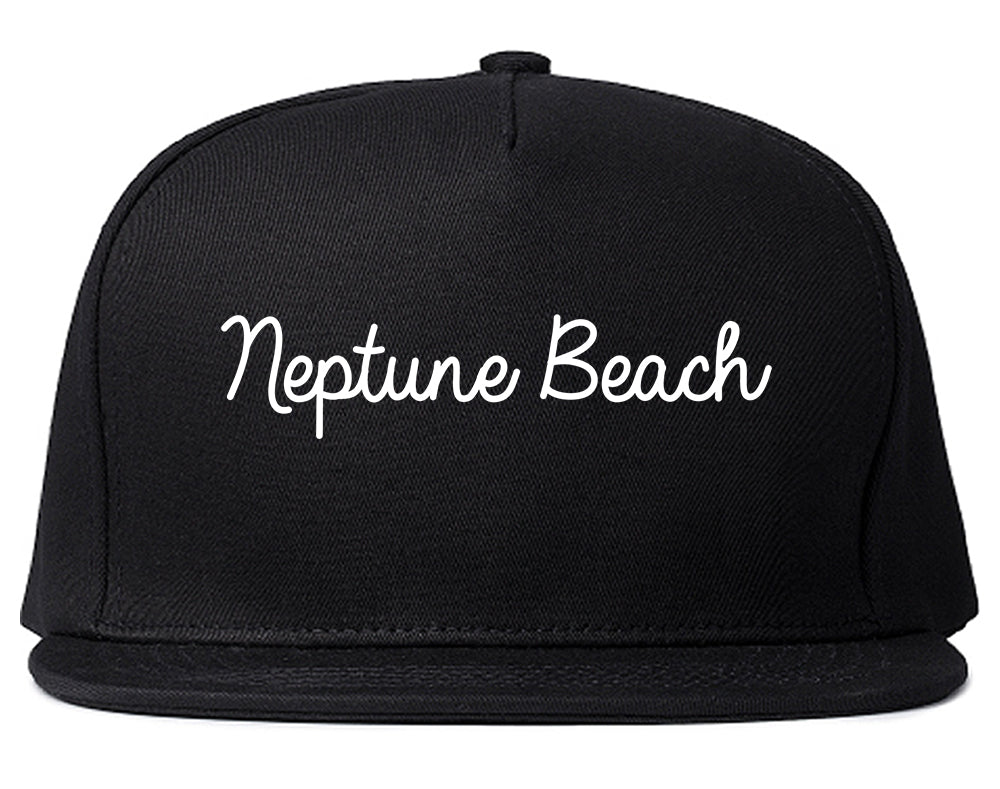 Neptune Beach Florida FL Script Mens Snapback Hat Black