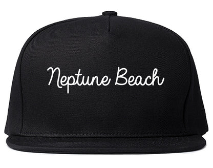 Neptune Beach Florida FL Script Mens Snapback Hat Black