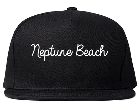 Neptune Beach Florida FL Script Mens Snapback Hat Black