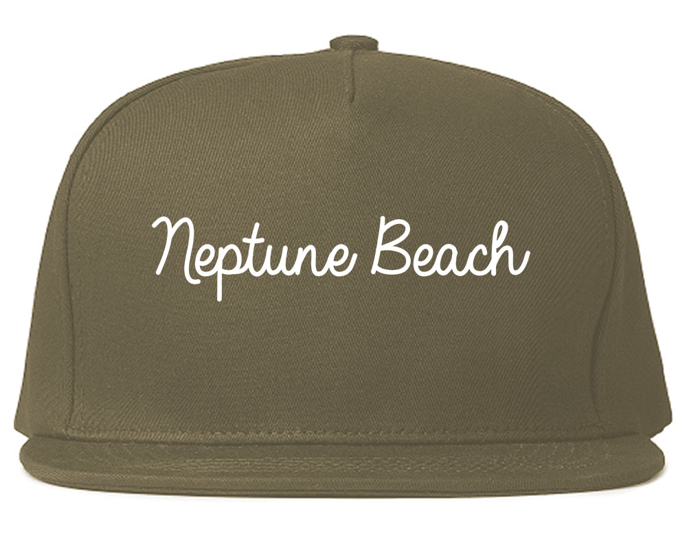 Neptune Beach Florida FL Script Mens Snapback Hat Grey