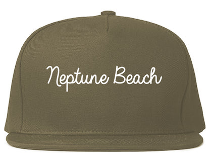 Neptune Beach Florida FL Script Mens Snapback Hat Grey