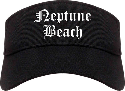Neptune Beach Florida FL Old English Mens Visor Cap Hat Black