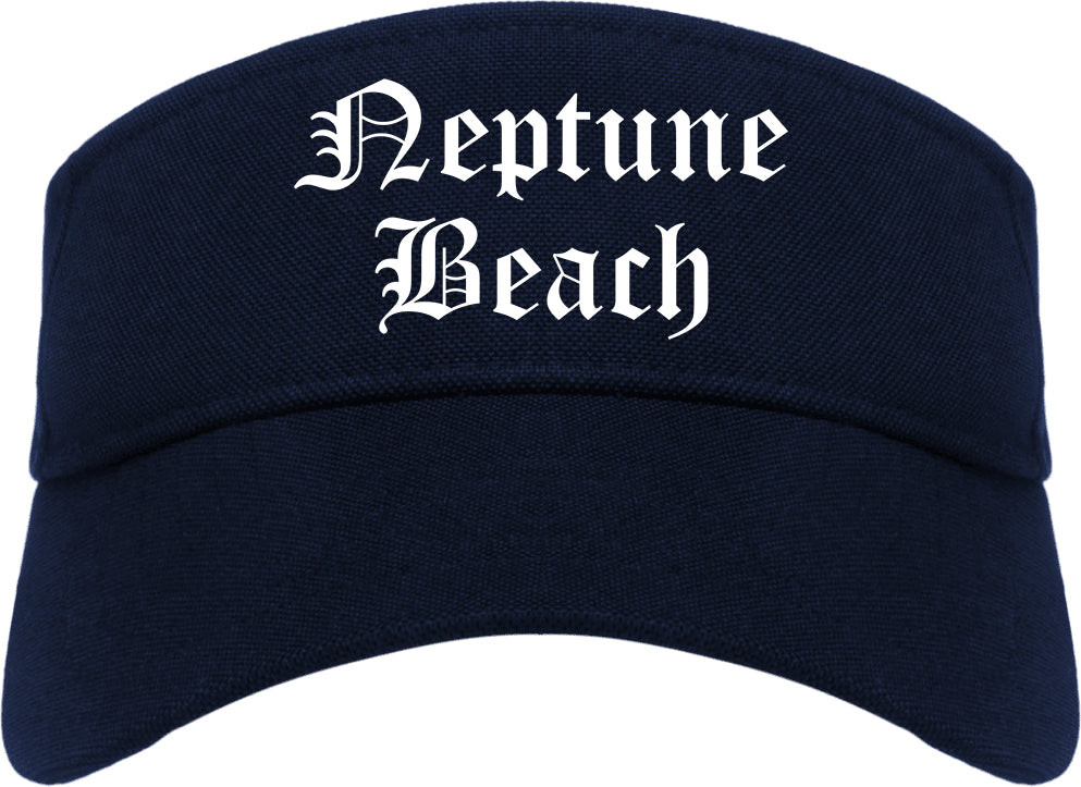 Neptune Beach Florida FL Old English Mens Visor Cap Hat Navy Blue