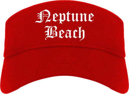 Neptune Beach Florida FL Old English Mens Visor Cap Hat Red