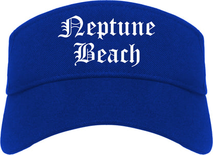 Neptune Beach Florida FL Old English Mens Visor Cap Hat Royal Blue