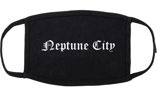 Neptune City New Jersey NJ Old English Cotton Face Mask Black