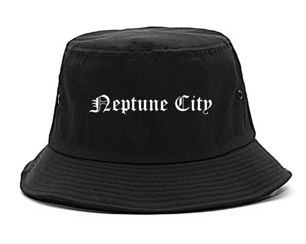 Neptune City New Jersey NJ Old English Mens Bucket Hat Black