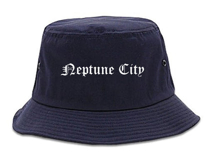 Neptune City New Jersey NJ Old English Mens Bucket Hat Navy Blue