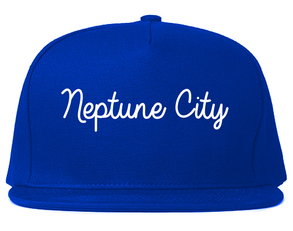Neptune City New Jersey NJ Script Mens Snapback Hat Royal Blue