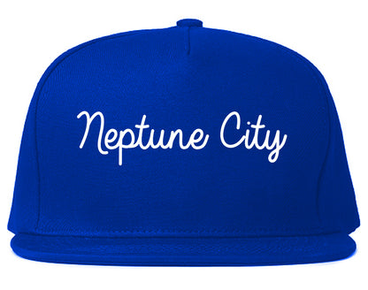 Neptune City New Jersey NJ Script Mens Snapback Hat Royal Blue