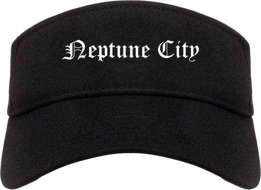 Neptune City New Jersey NJ Old English Mens Visor Cap Hat Black