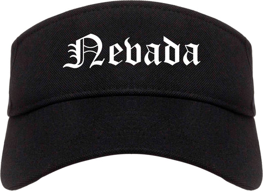 Nevada Iowa IA Old English Mens Visor Cap Hat Black