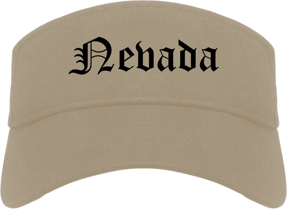 Nevada Iowa IA Old English Mens Visor Cap Hat Khaki
