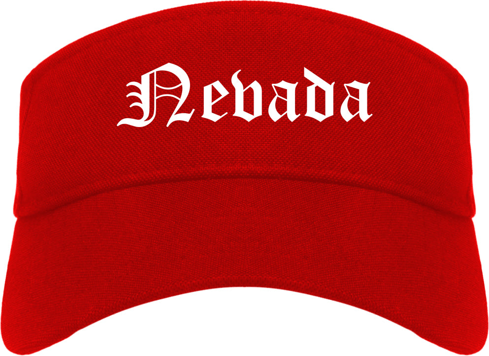 Nevada Iowa IA Old English Mens Visor Cap Hat Red
