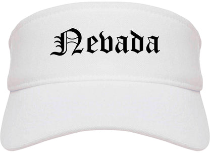 Nevada Iowa IA Old English Mens Visor Cap Hat White