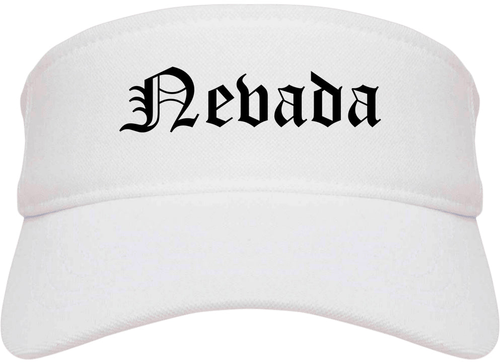 Nevada Missouri MO Old English Mens Visor Cap Hat White