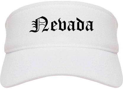 Nevada Missouri MO Old English Mens Visor Cap Hat White