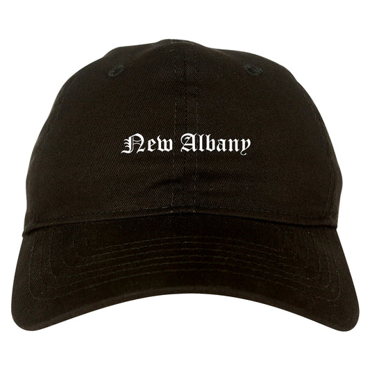 New Albany Indiana IN Old English Mens Dad Hat Baseball Cap Black