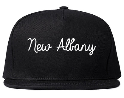 New Albany Indiana IN Script Mens Snapback Hat Black