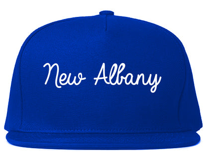 New Albany Indiana IN Script Mens Snapback Hat Royal Blue