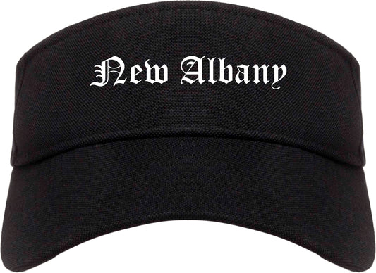New Albany Indiana IN Old English Mens Visor Cap Hat Black