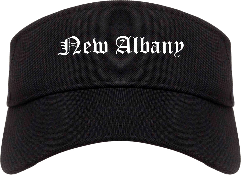New Albany Indiana IN Old English Mens Visor Cap Hat Black