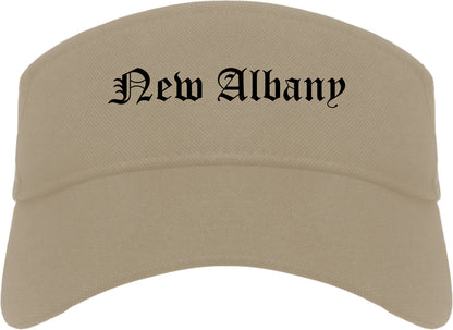 New Albany Indiana IN Old English Mens Visor Cap Hat Khaki