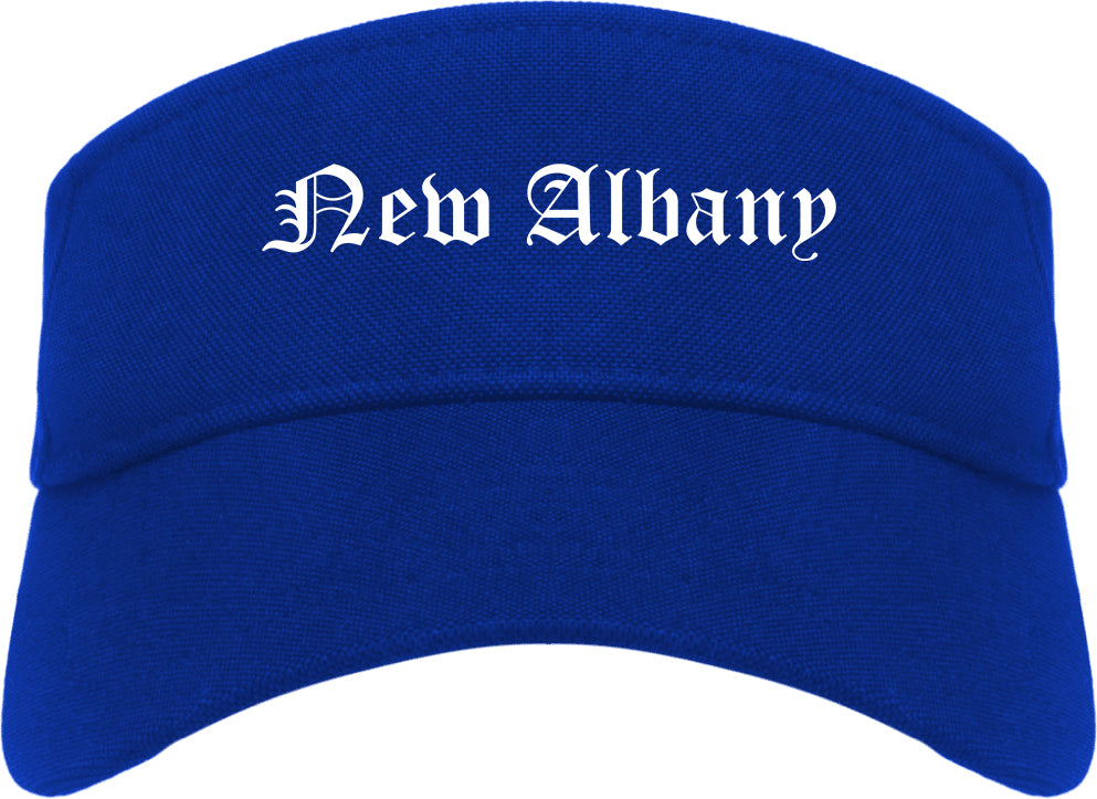 New Albany Indiana IN Old English Mens Visor Cap Hat Royal Blue
