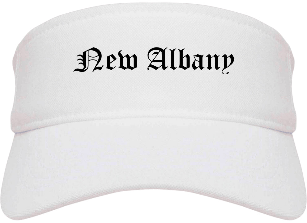 New Albany Indiana IN Old English Mens Visor Cap Hat White