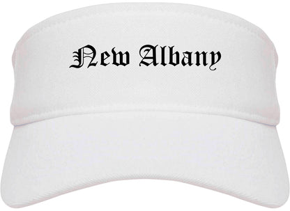 New Albany Indiana IN Old English Mens Visor Cap Hat White