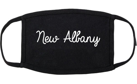 New Albany Mississippi MS Script Cotton Face Mask Black