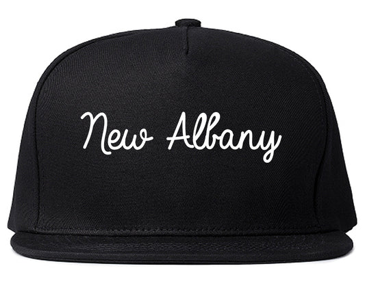 New Albany Mississippi MS Script Mens Snapback Hat Black