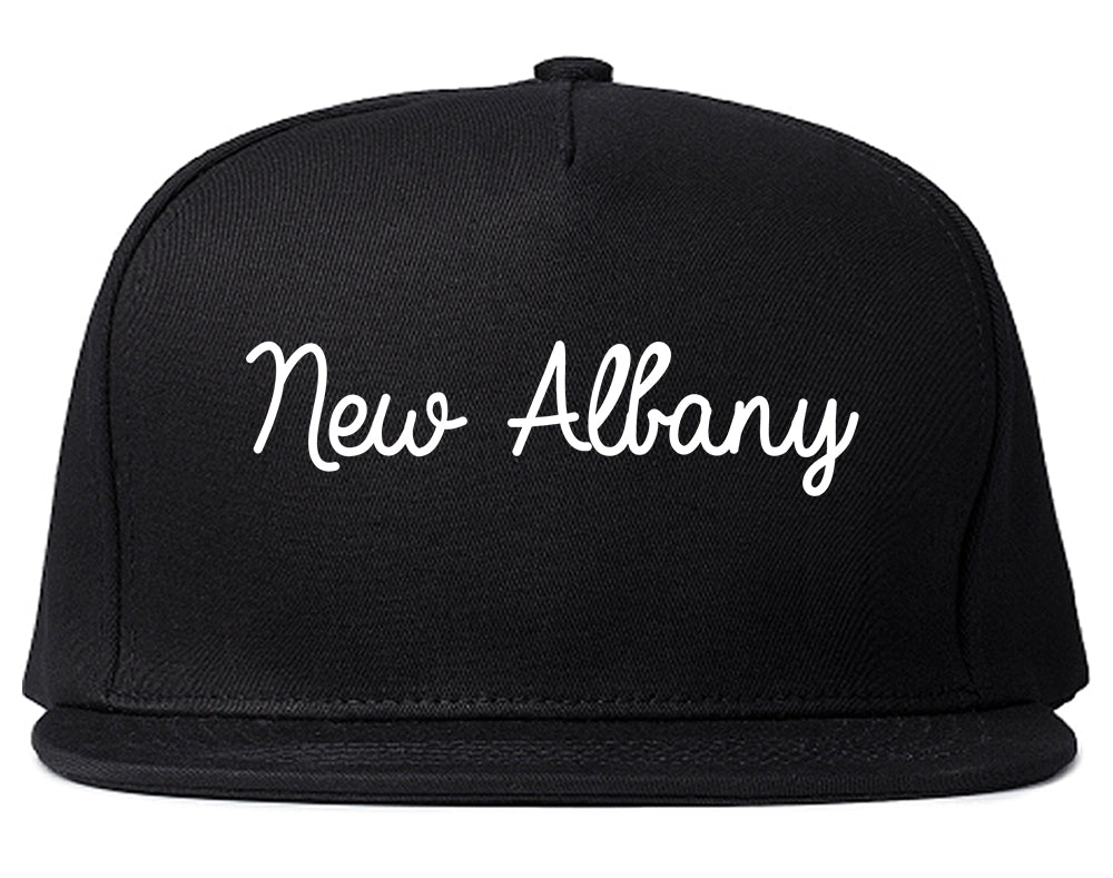 New Albany Mississippi MS Script Mens Snapback Hat Black