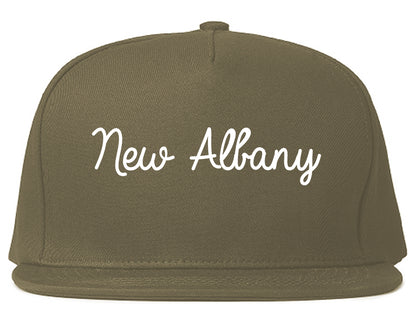New Albany Mississippi MS Script Mens Snapback Hat Grey