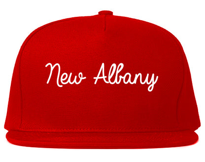 New Albany Mississippi MS Script Mens Snapback Hat Red