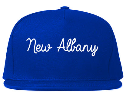 New Albany Mississippi MS Script Mens Snapback Hat Royal Blue