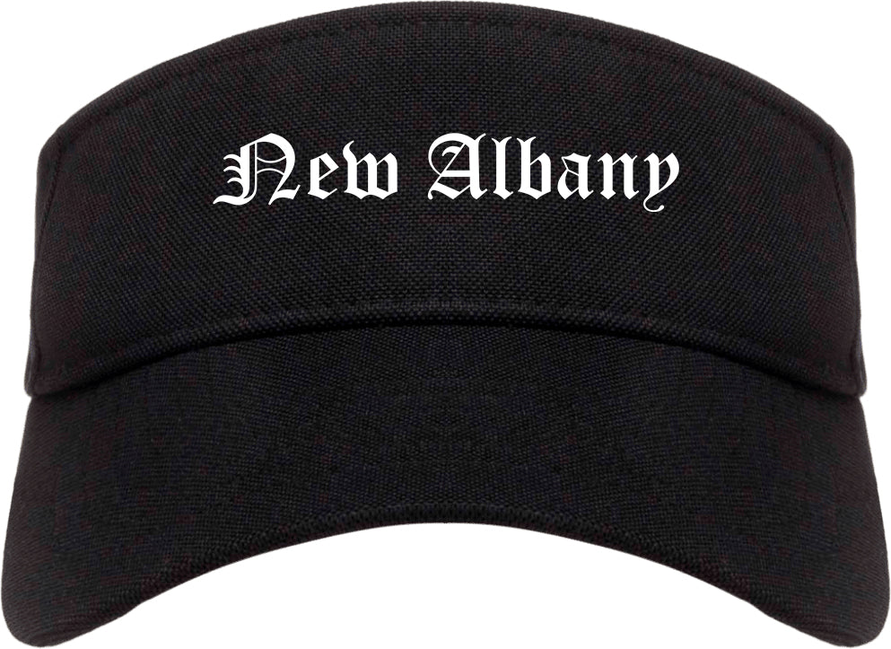 New Albany Mississippi MS Old English Mens Visor Cap Hat Black