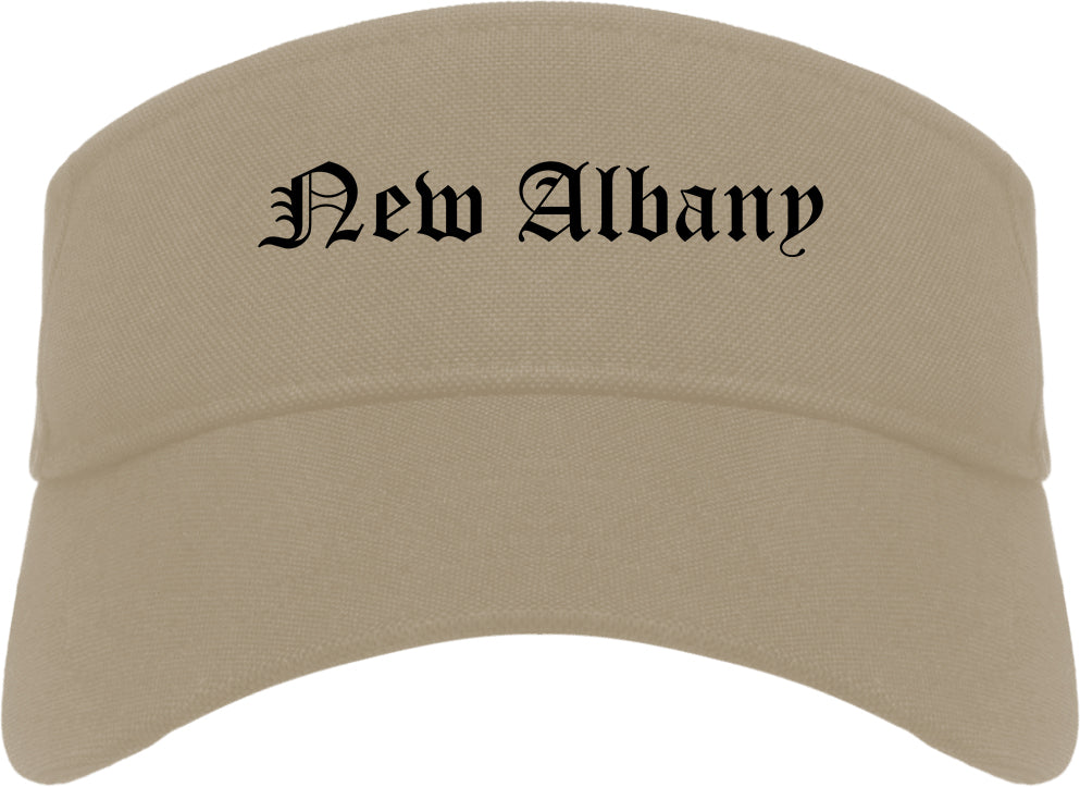 New Albany Mississippi MS Old English Mens Visor Cap Hat Khaki