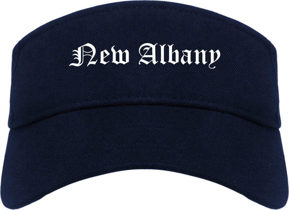 New Albany Mississippi MS Old English Mens Visor Cap Hat Navy Blue