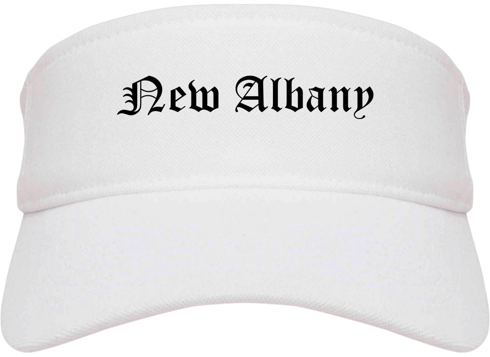 New Albany Mississippi MS Old English Mens Visor Cap Hat White