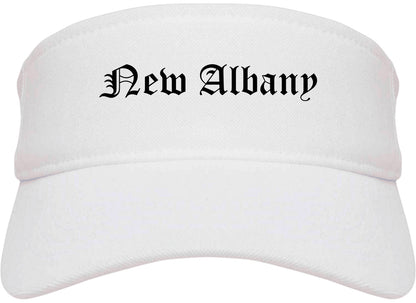 New Albany Mississippi MS Old English Mens Visor Cap Hat White