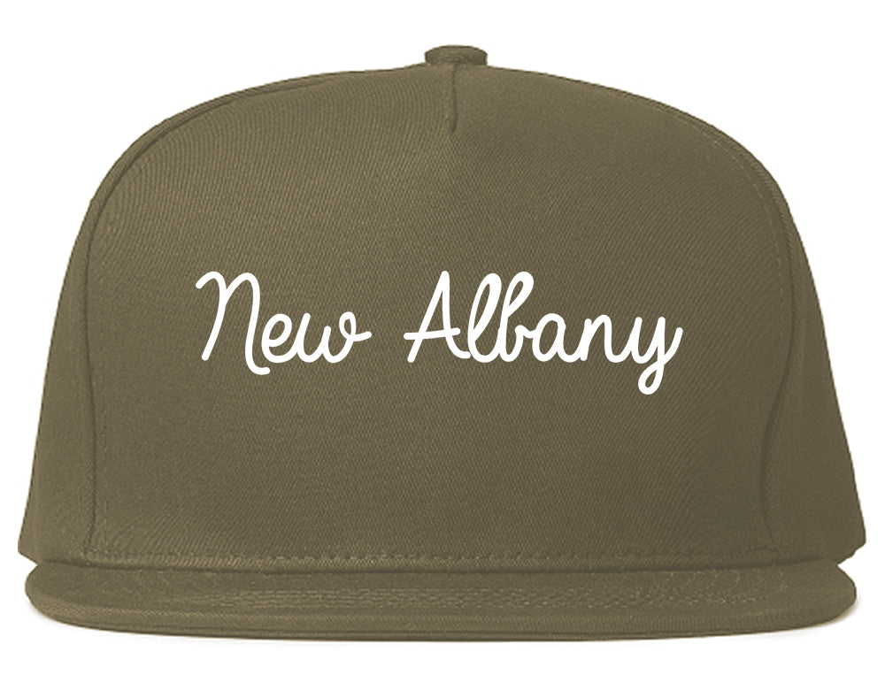 New Albany Ohio OH Script Mens Snapback Hat Grey