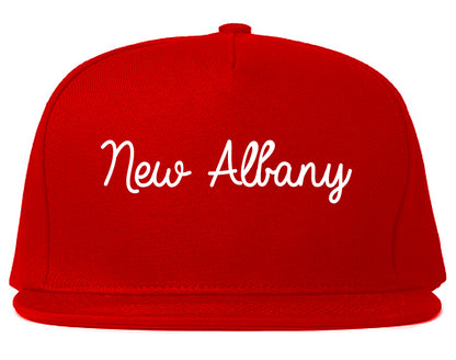 New Albany Ohio OH Script Mens Snapback Hat Red