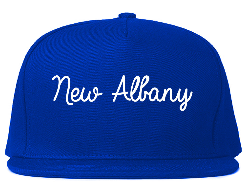 New Albany Ohio OH Script Mens Snapback Hat Royal Blue