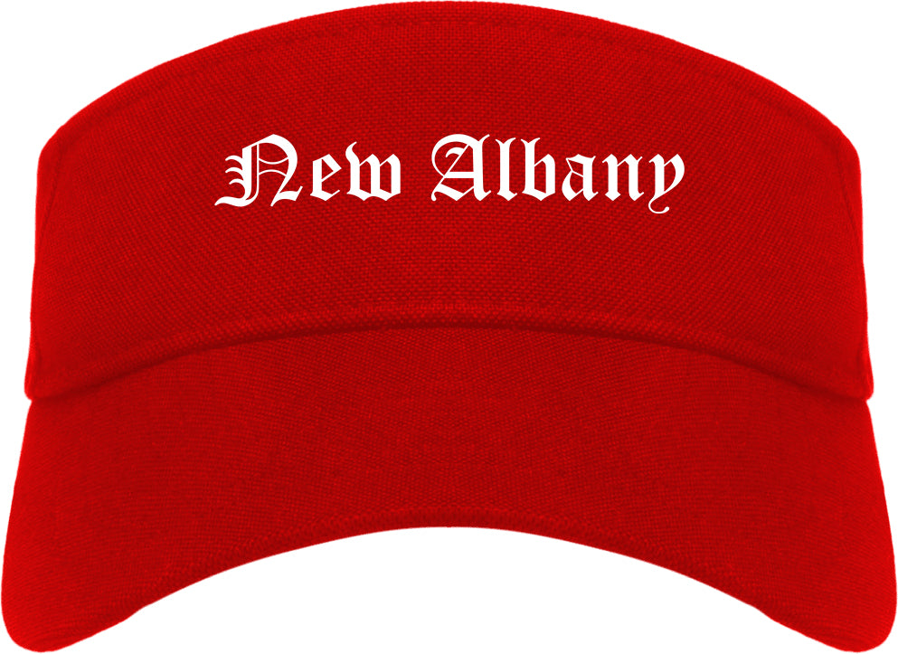 New Albany Ohio OH Old English Mens Visor Cap Hat Red