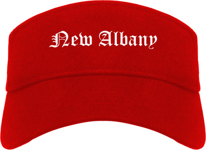 New Albany Ohio OH Old English Mens Visor Cap Hat Red