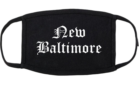 New Baltimore Michigan MI Old English Cotton Face Mask Black