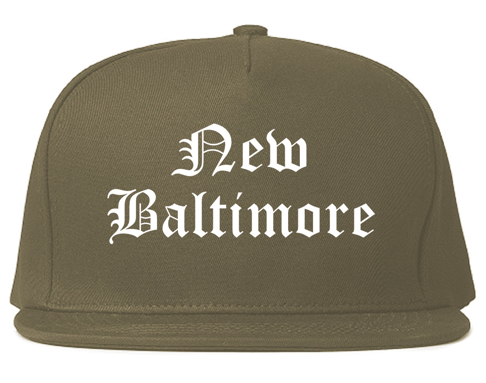 New Baltimore Michigan MI Old English Mens Snapback Hat Grey